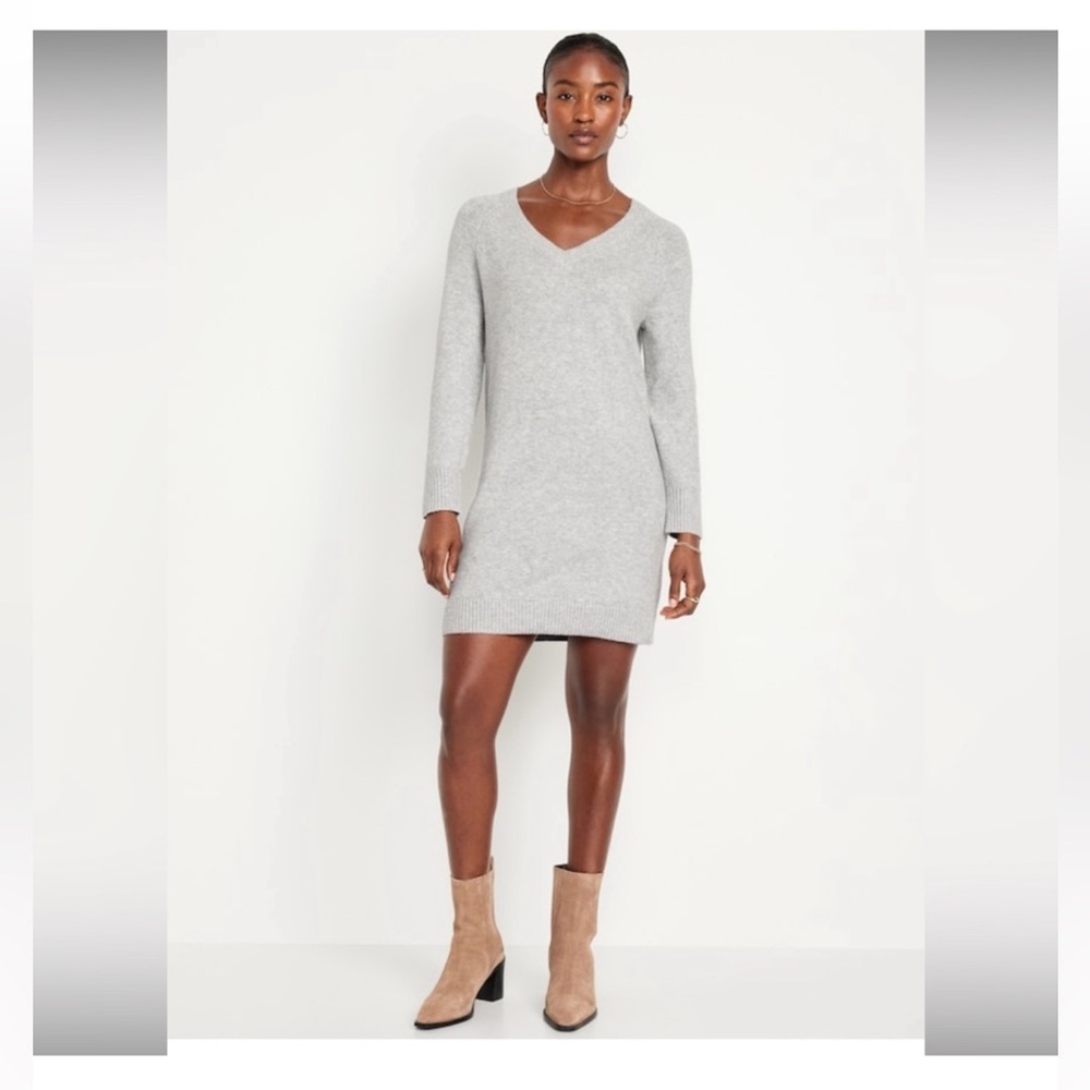 NWT OLD NAVY So Soft Sweater Dress Gray Plus Size V-Neck Size XXL BNIB - Picture 13 of 13